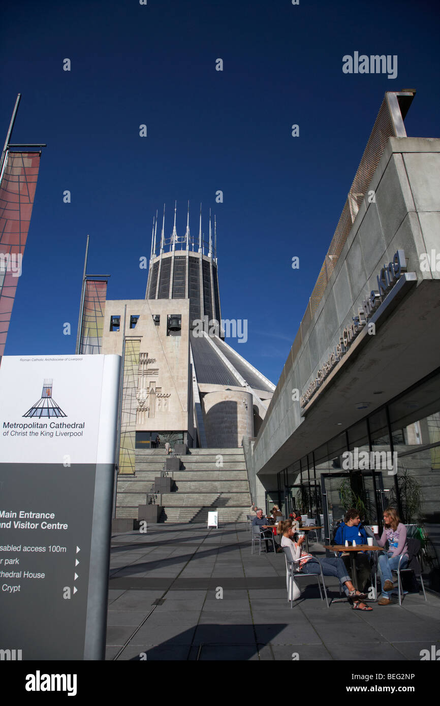 coffee shop and entrance to Liverpools metropolitan catholic cathedral