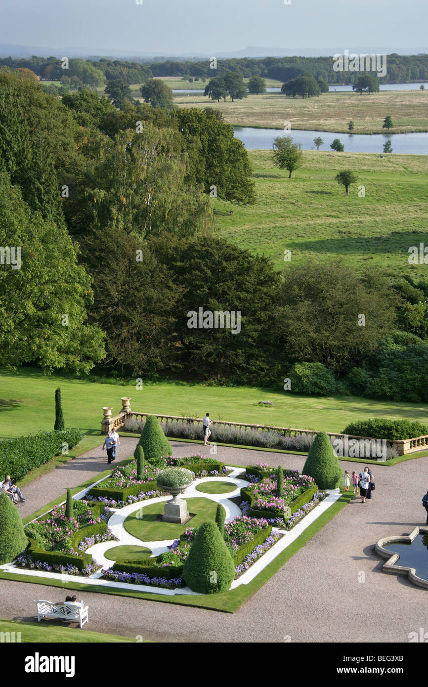 Estate of Tatton Park, England. An elevated view of the Joseph Paxton