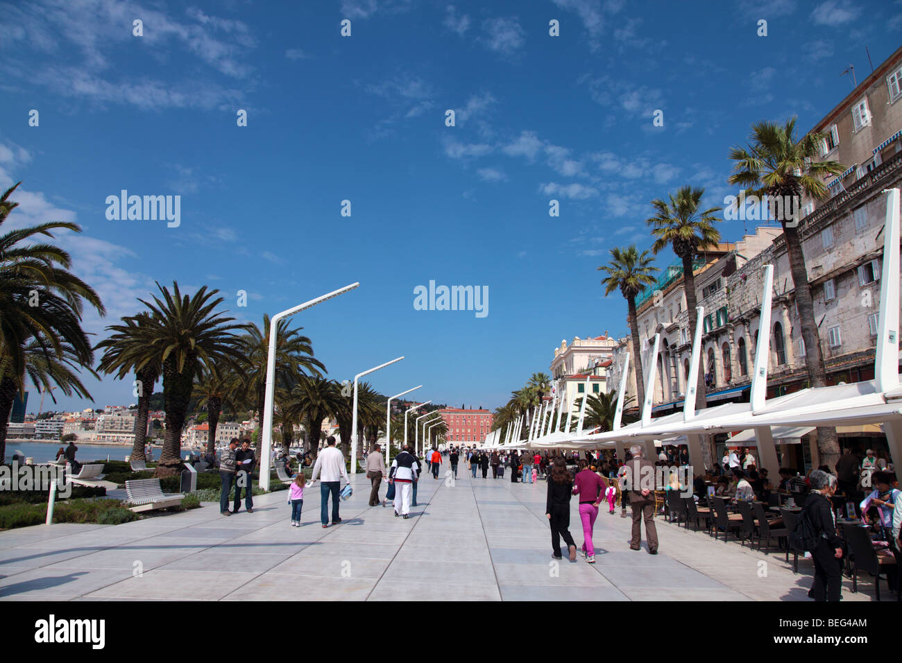 Harborfront promenade at Split, Croatia Stock Photo