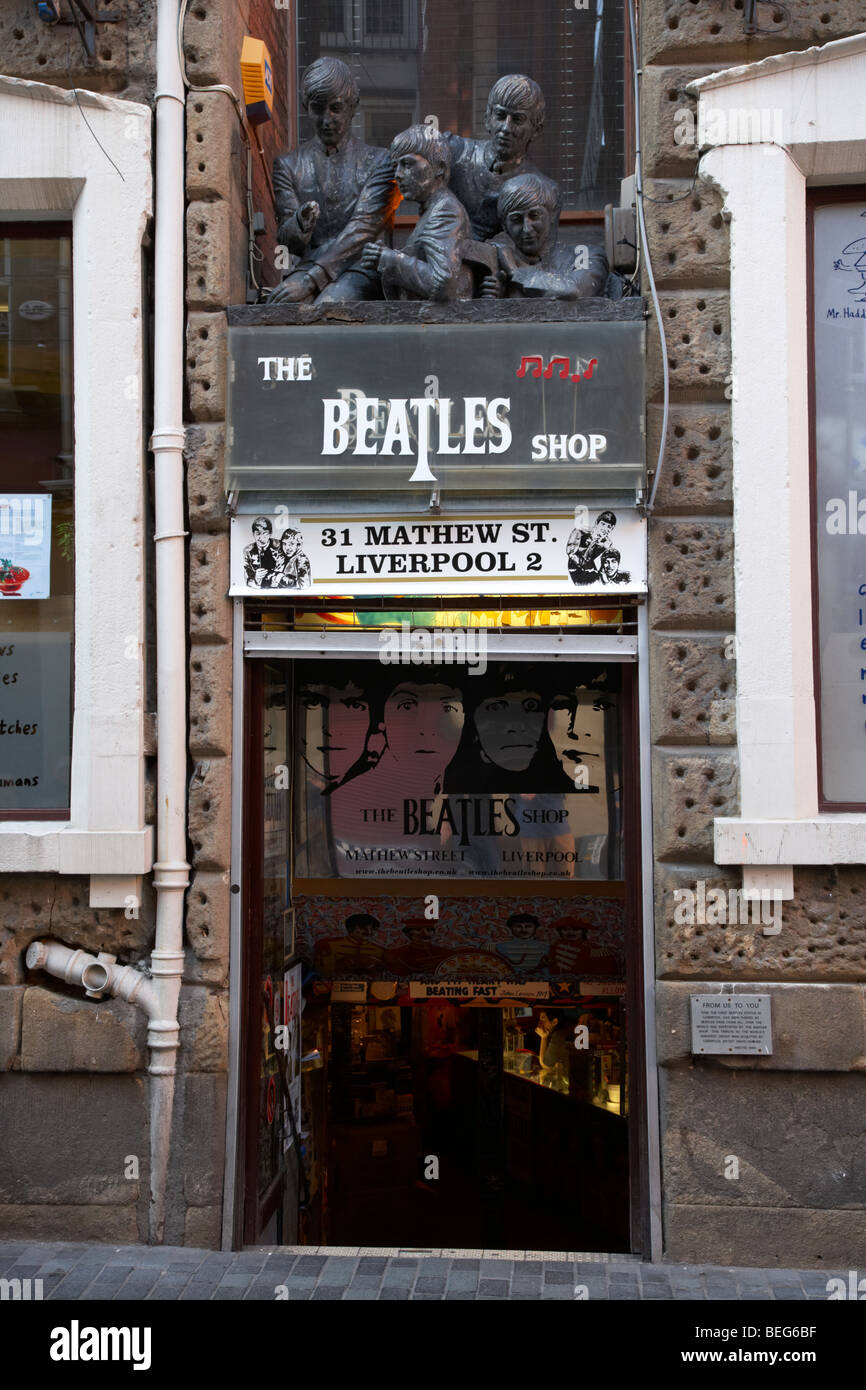 the beatles shop in mathew street in liverpool city centre birthplace of the beatles merseyside england uk Stock Photo