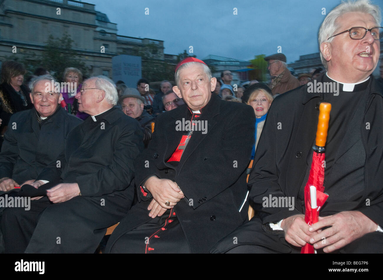 Polish Cardinal Jozef Glemp at celebration of 90th anniversary of the modern Polish state in Trafalgar Square Stock Photo