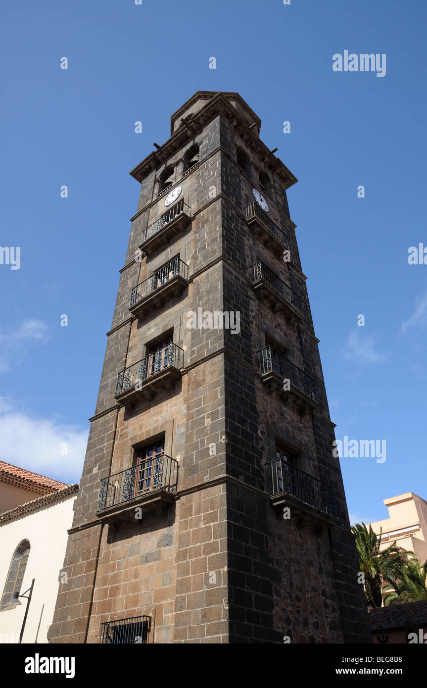 Tower of Iglesia de La Concepcion in La Laguna, Tenerife Spain Stock Photo