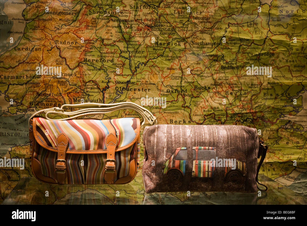 Travel shoulder bags on display in the Paul Smith shop window at Heathrow  airport's terminal 5 Stock Photo - Alamy