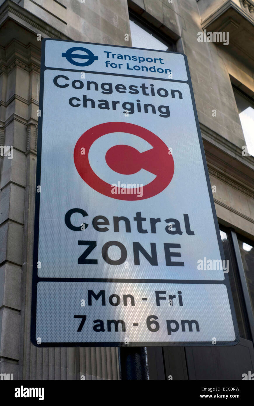Congestion Charging sign in London Stock Photo