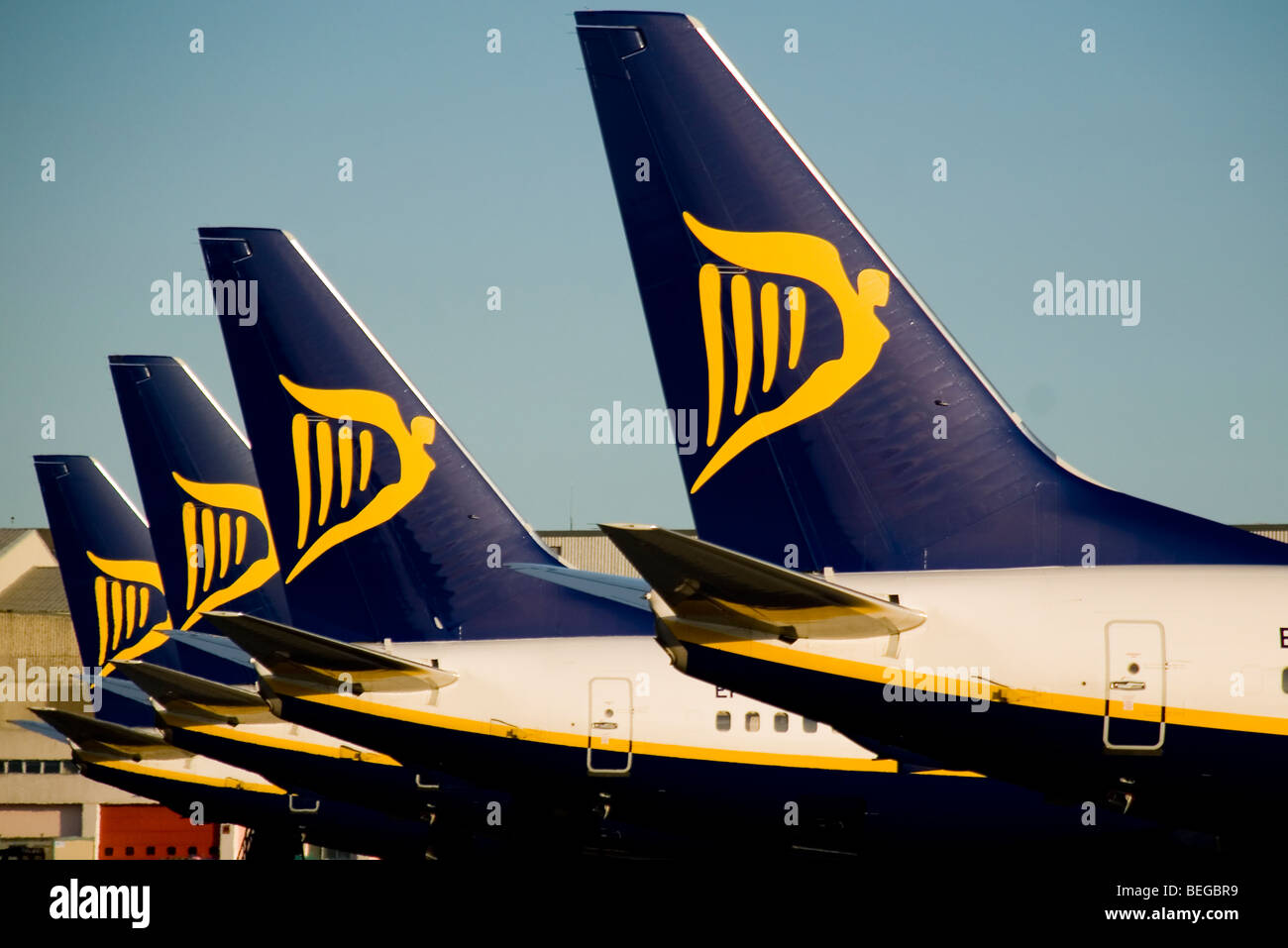 Dublin Airport Dublin Ireland Ryanair Boeing 737 aircraft on the stand Stock Photo