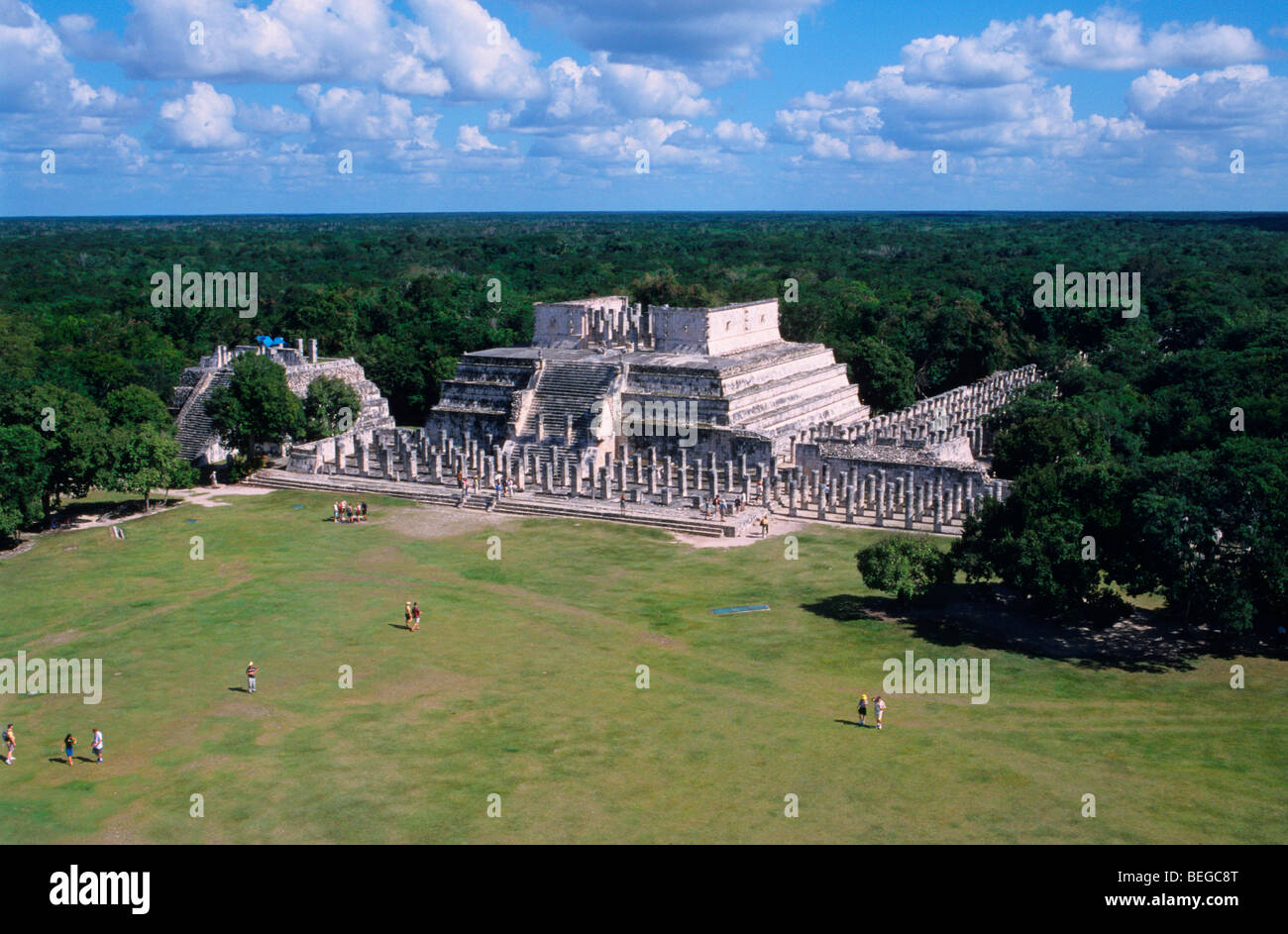 Aerial view of the Temple of Warriors, Chichen Itza ,Yucatan, Mexico Stock Photo