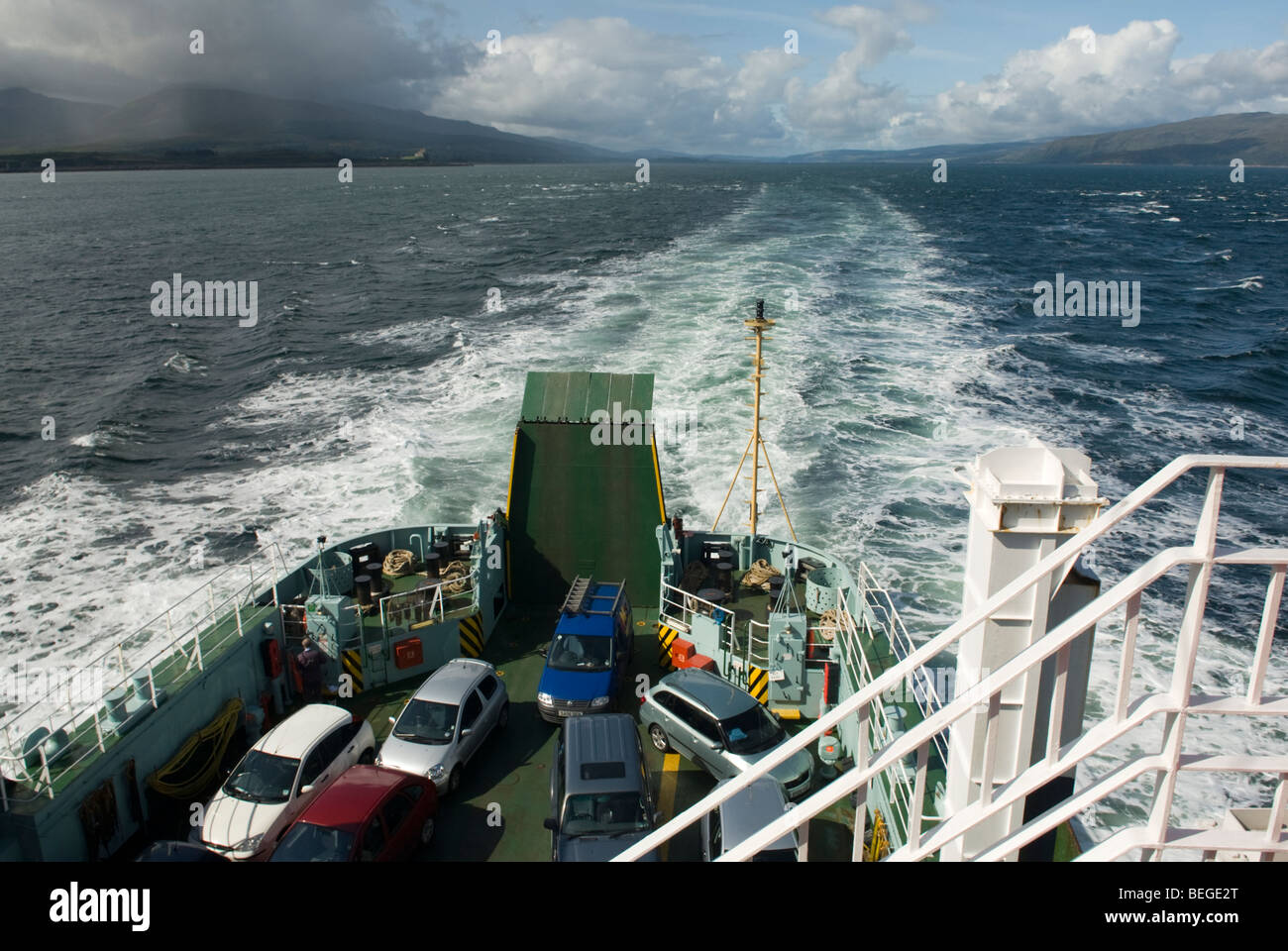 Car and passenger ferry from the Outer Hebrides to Oban, Scotland. Stock Photo