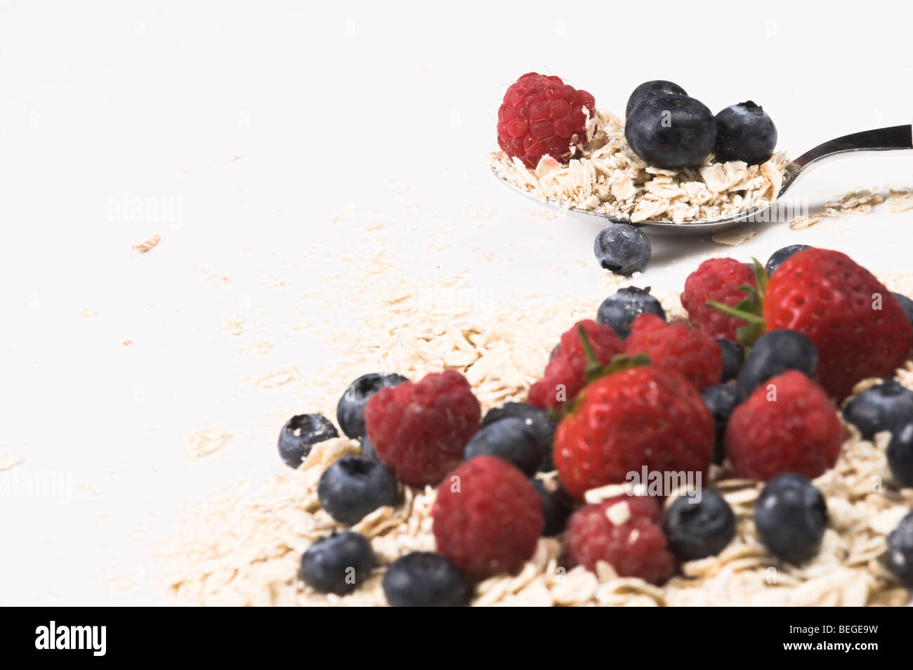 Muesli on white background Stock Photo