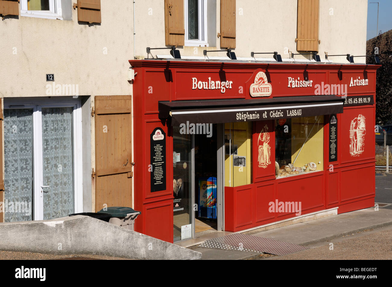 Stock photo of a french bread shop in Chabanais, France. Stock Photo
