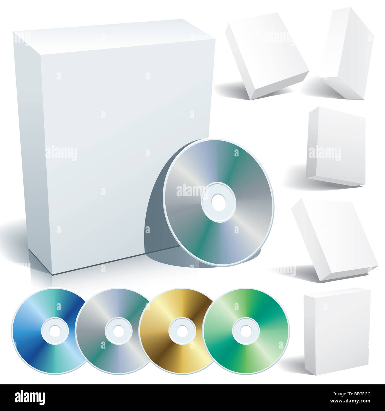 Perfect blank boxes with dvd in a variety of positions. Set of design elements Stock Photo Alamy