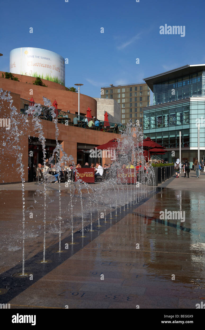 fountains in chavasse park part of the liverpool one regeneration development in liverpool city centre merseyside england uk Stock Photo