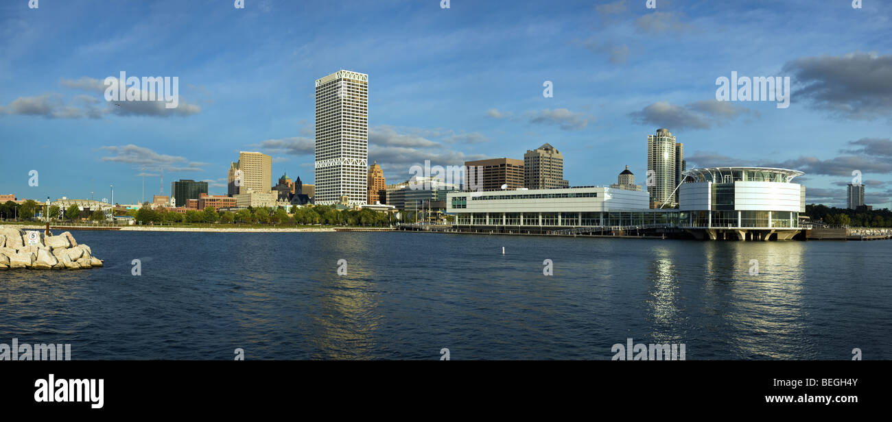Panoramic downtown of Milwaukee, Wisconsin. Stock Photo