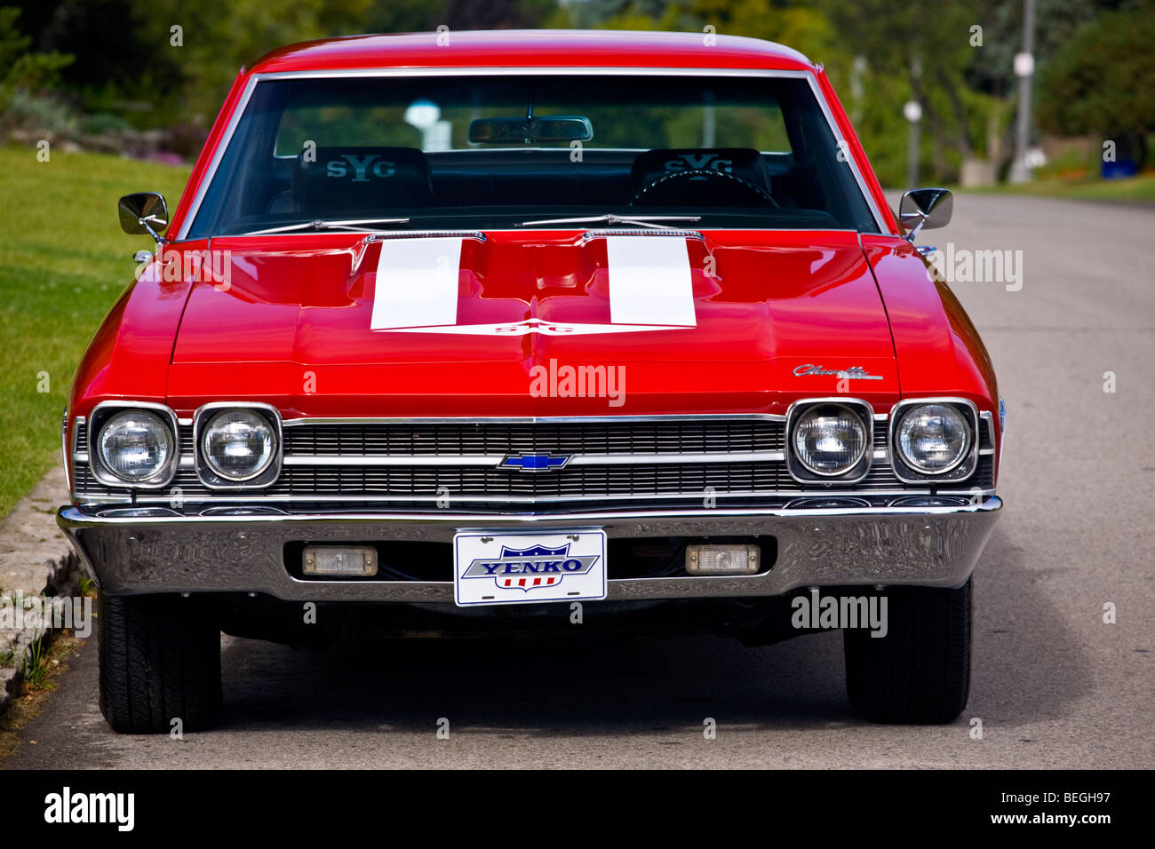 1969 Chevrolet Chevelle Muscle Car on Pavement Stock Photo