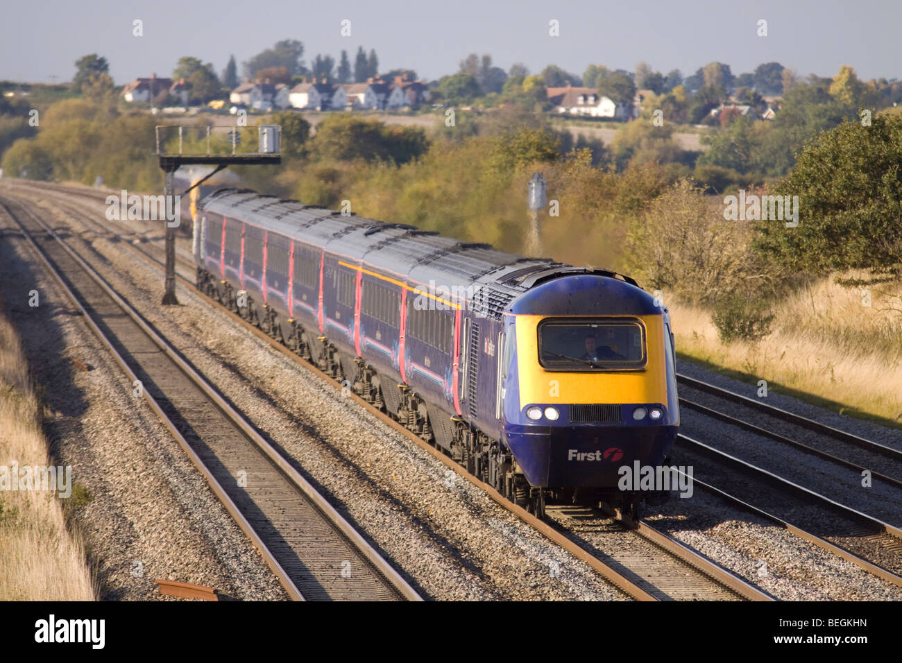 A First Great Western HST on the former Great Western mainline near Cholsey. Stock Photo