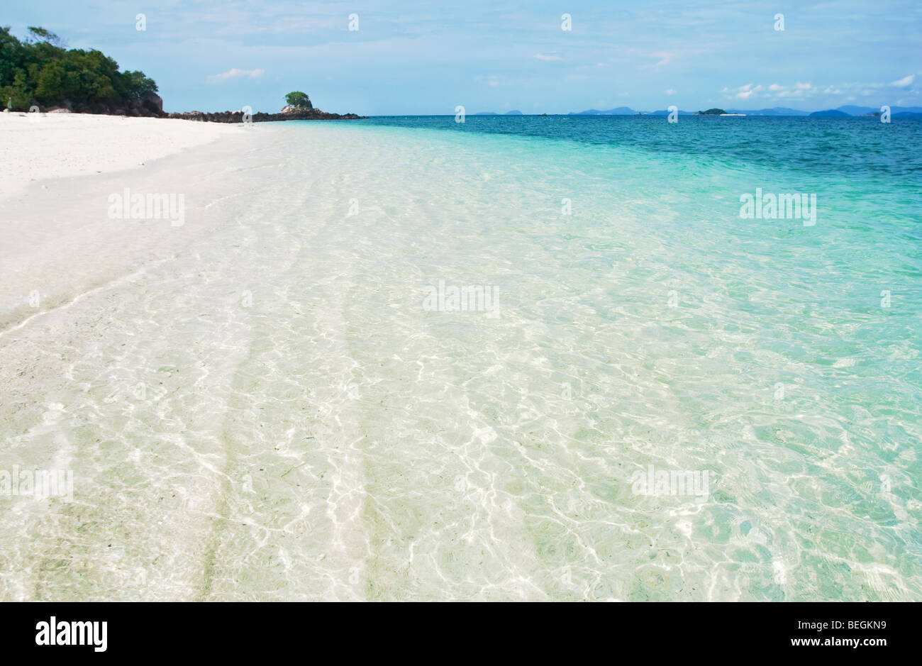 Deserted tropical beach with blue sky Stock Photo - Alamy