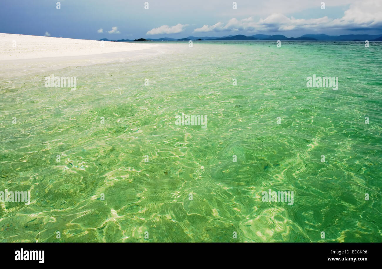 Deserted tropical beach with blue sky Stock Photo - Alamy