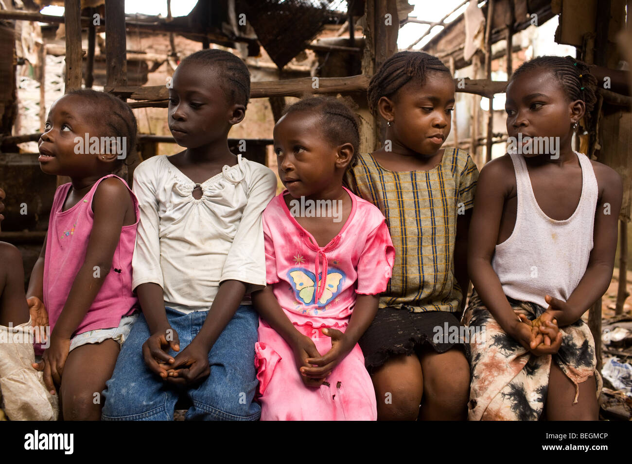 A group of gilrs in Freetown, Sierra Leone Stock Photo