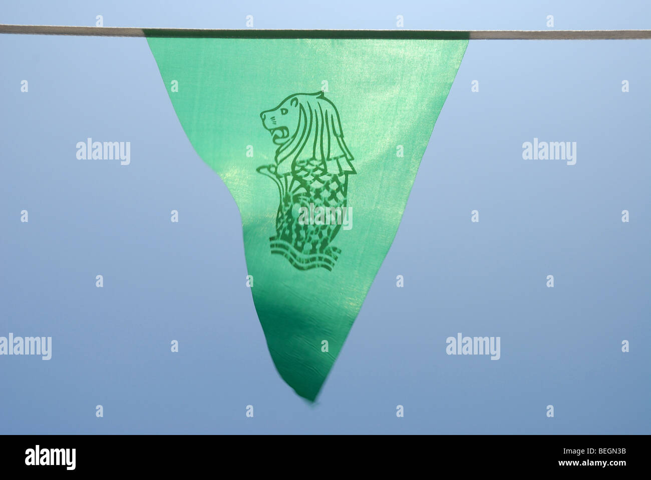 pennant flag, depicting Merlion [symbol of Singapore] Singapore Stock Photo