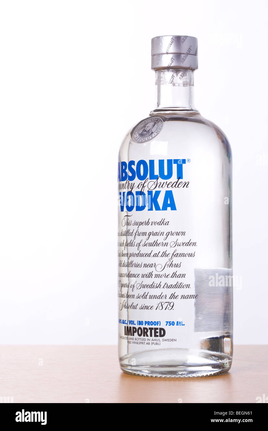 Bottle of Absolut Vodka Stock Photo