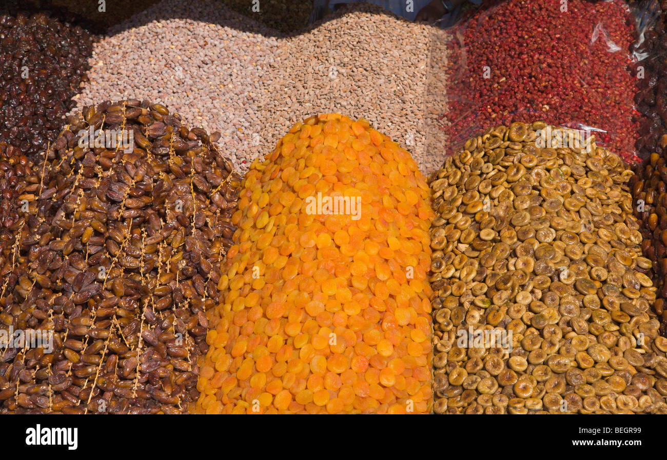 Dried fruit and nuts for sale Marrakech Morocco Stock Photo