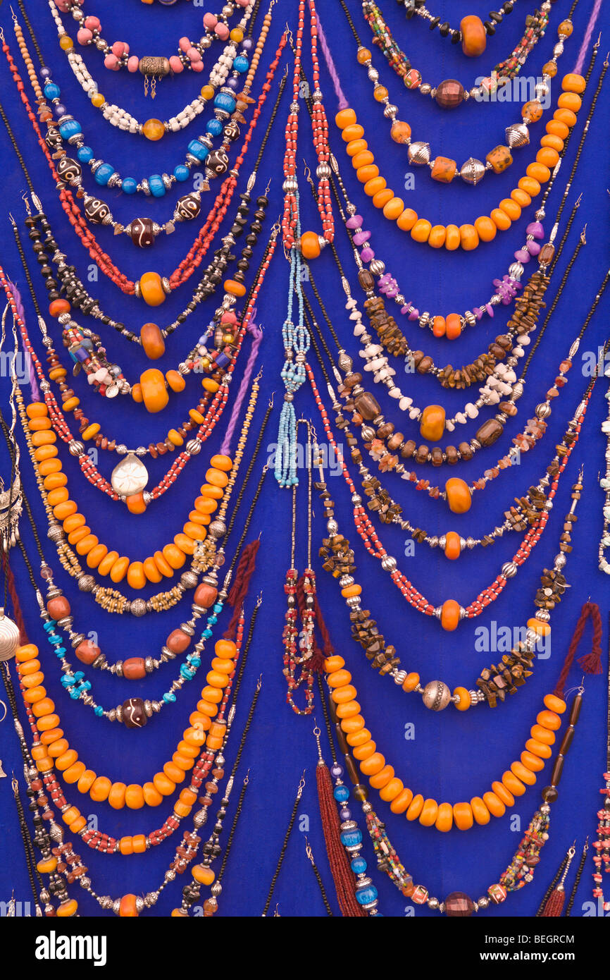 Beaded necklaces for sale Marrakech Morocco Stock Photo