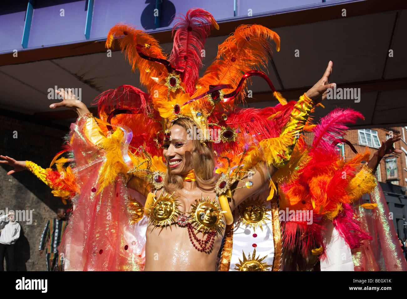 Paraiso School of Samba at Hackney Carnival celebrations and parade in London. Stock Photo