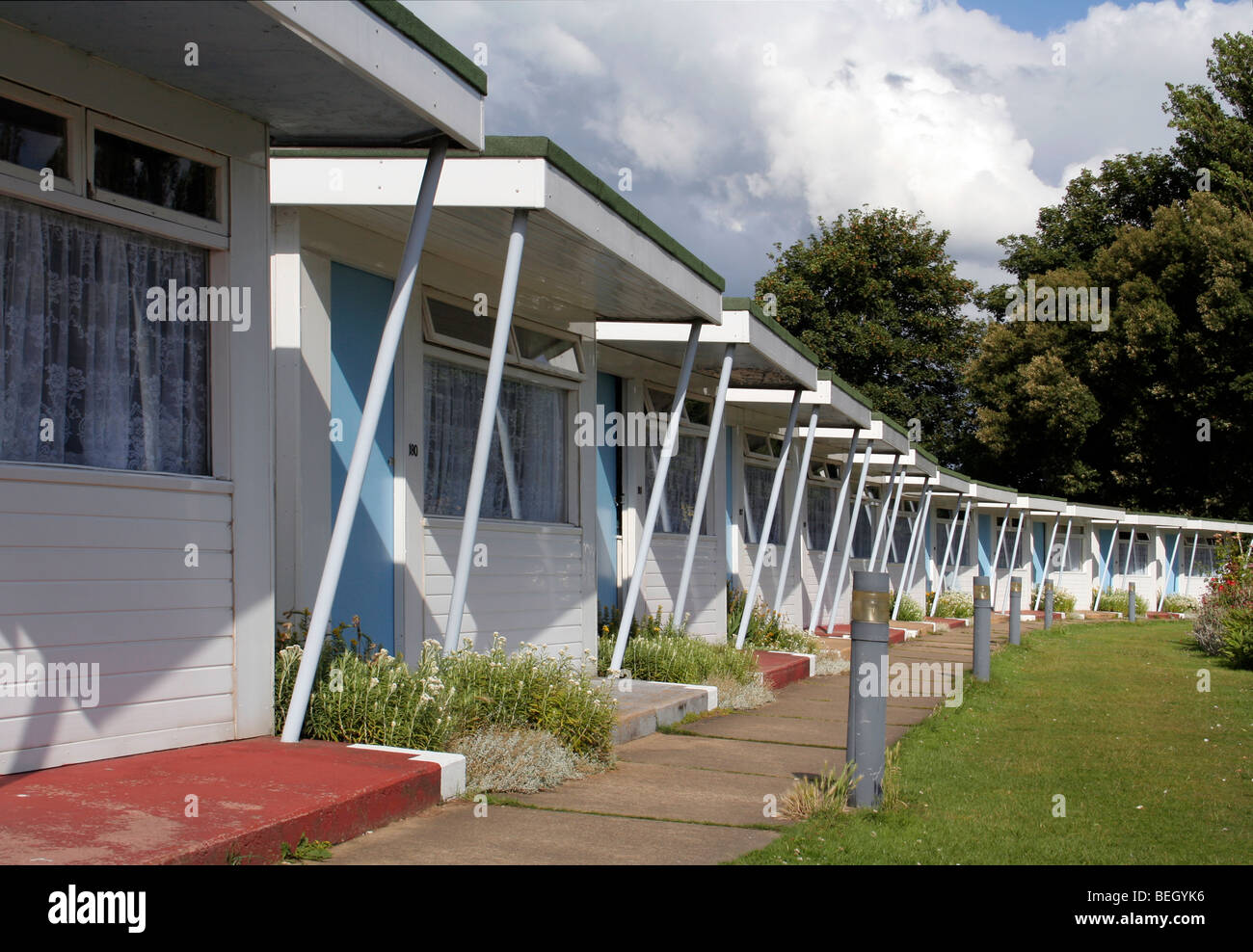 Typical British 50's style Holiday camp chalet, Ideal for the disabled. Stock Photo