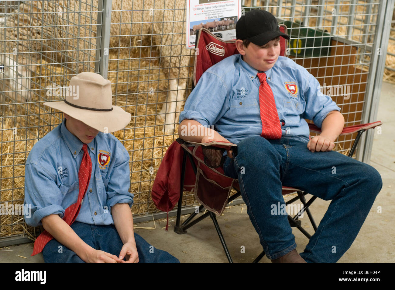 Junior farmers from rural New South Wales at the Royal Melbourne Show, Victoria, Australia Stock Photo