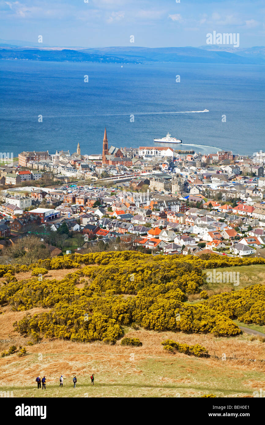 Largs and the Cumbrae Ferry from Castle Hill Stock Photo Alamy