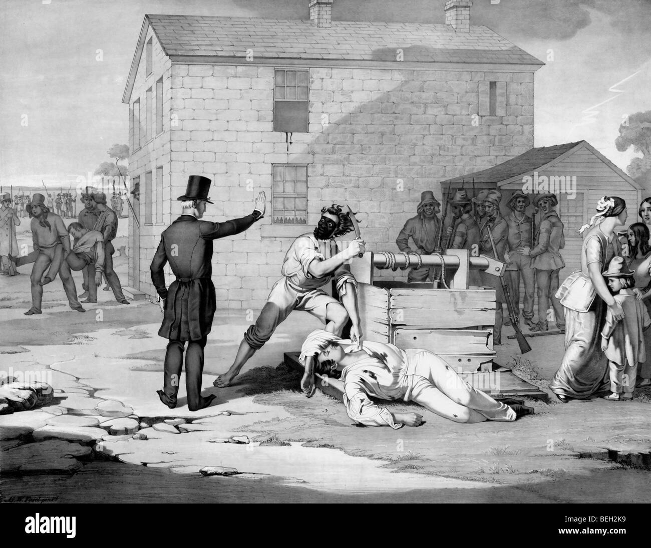 Martyrdom of Joseph and Hiram Smith in Carthage jail, June 27th, 1844 Stock Photo
