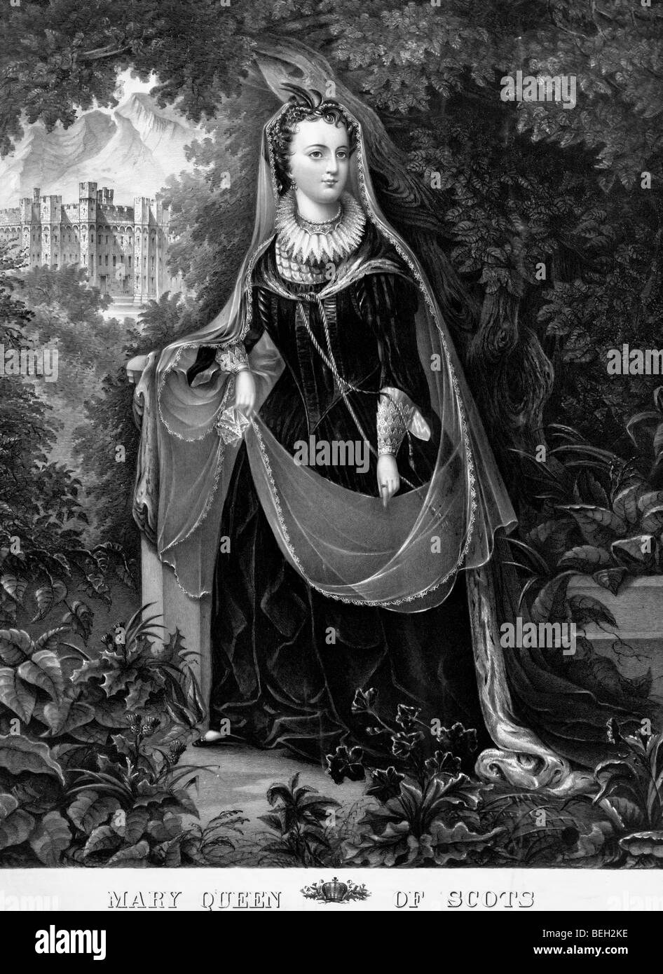 Mary Queen of Scots (1542 1587) with banner at the bottom of