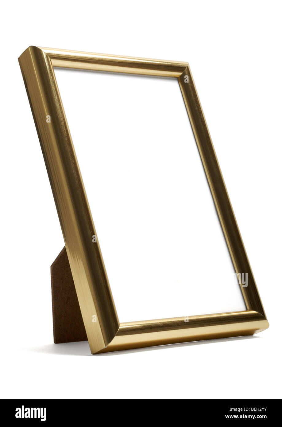 Gold picture frame on white background Stock Photo