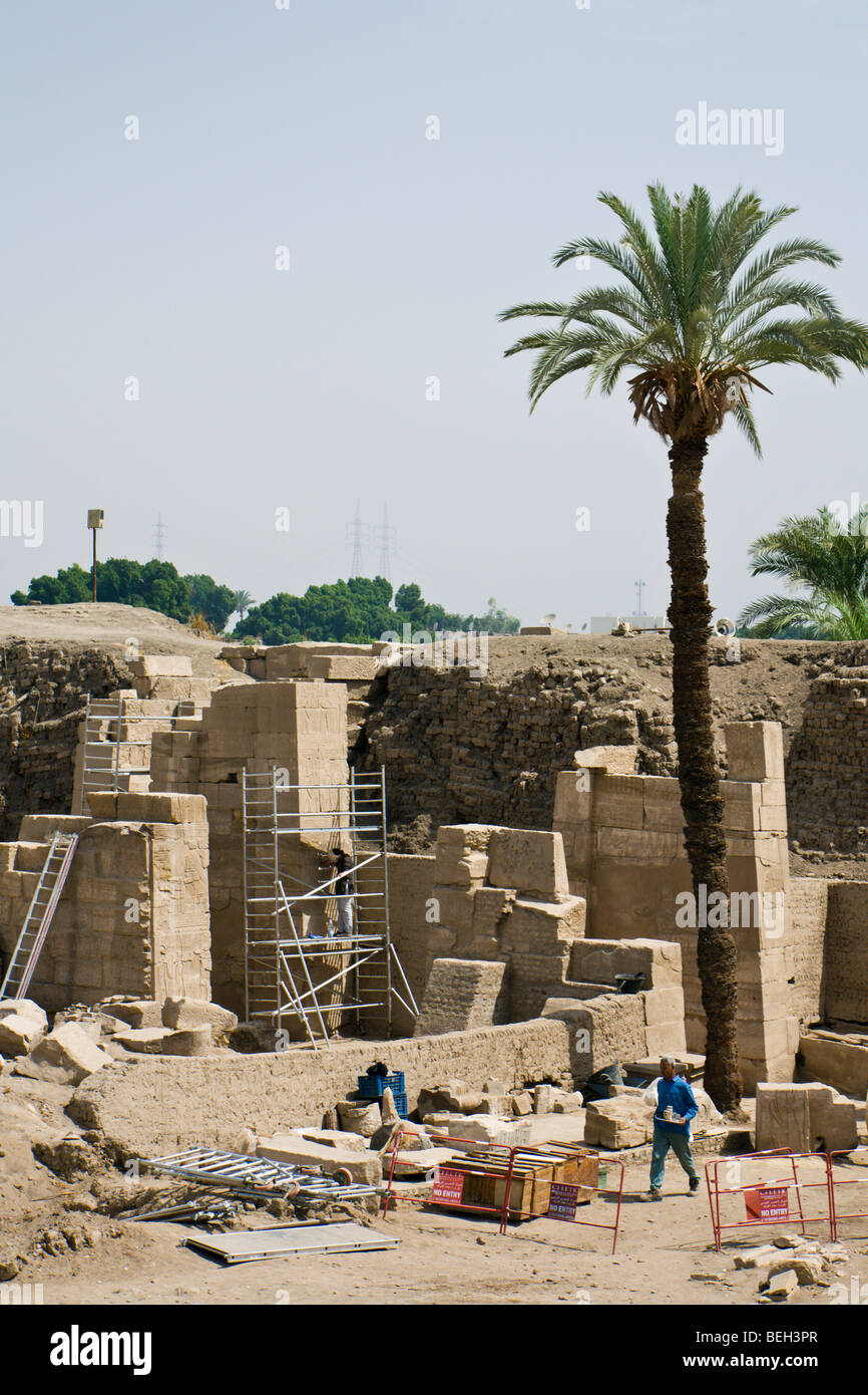 Archaelogical Work at Karnak Temple, Luxor, Egypt Stock Photo