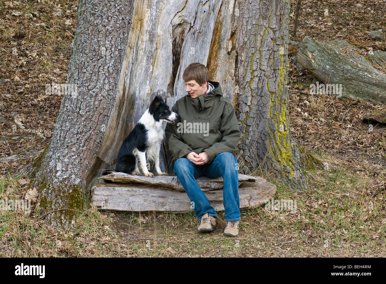 a man with his dog Stock Photo