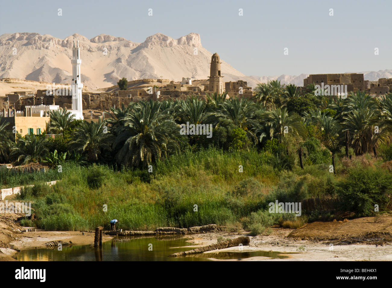 View at El Qasr in Dakhla Oasis, Libyan Desert, Egypt Stock Photo