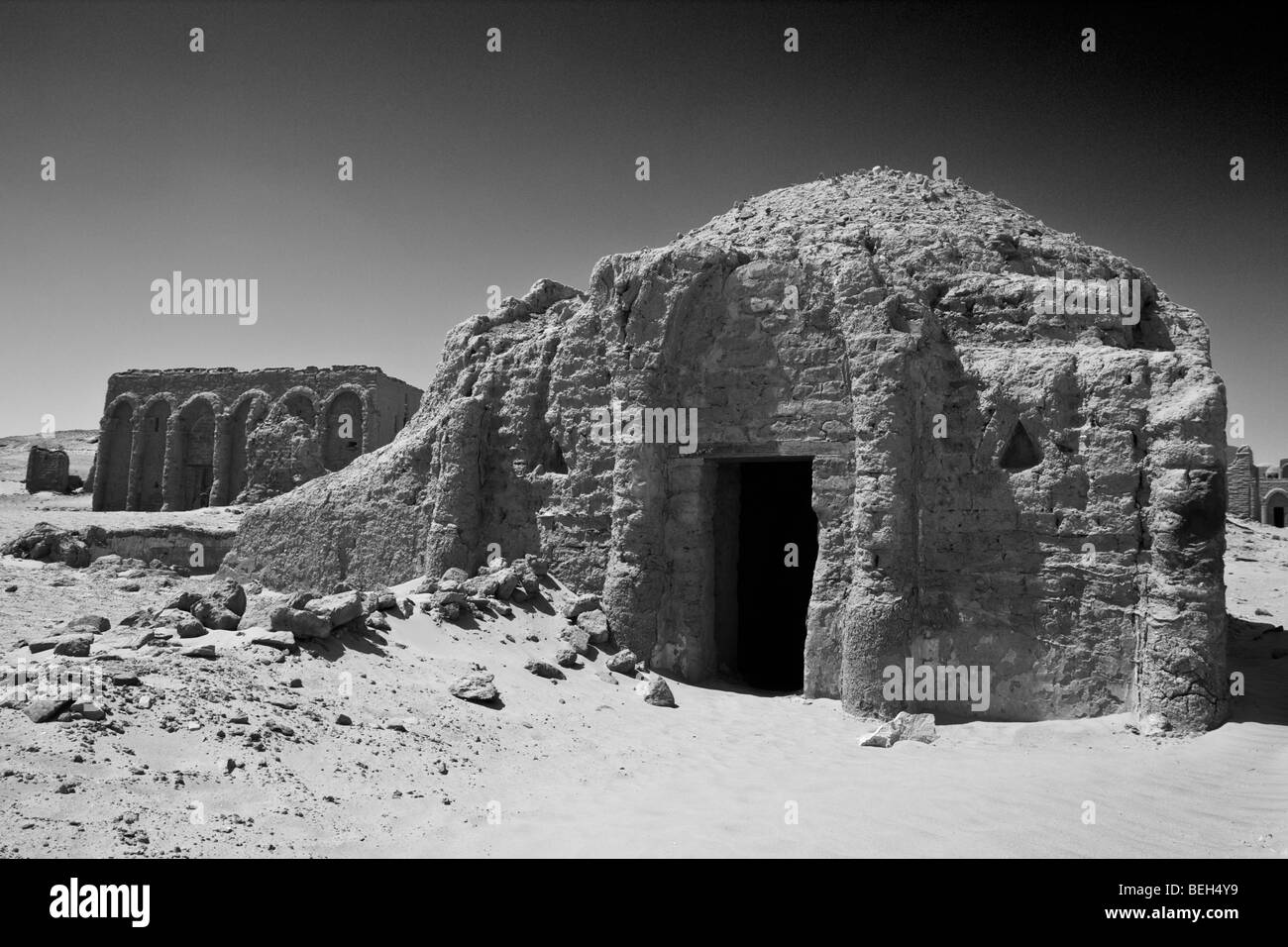 Necropolis of al-Bagawat Cemetery in Charga Oasis, Libyan Desert, Egypt Stock Photo