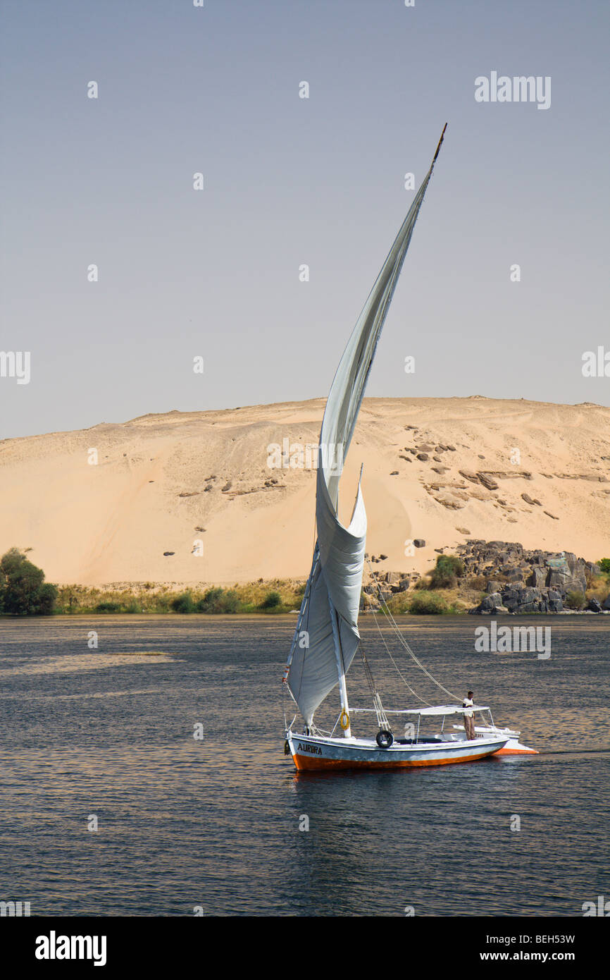 Felucca on Nile River, Aswan, Egypt Stock Photo - Alamy