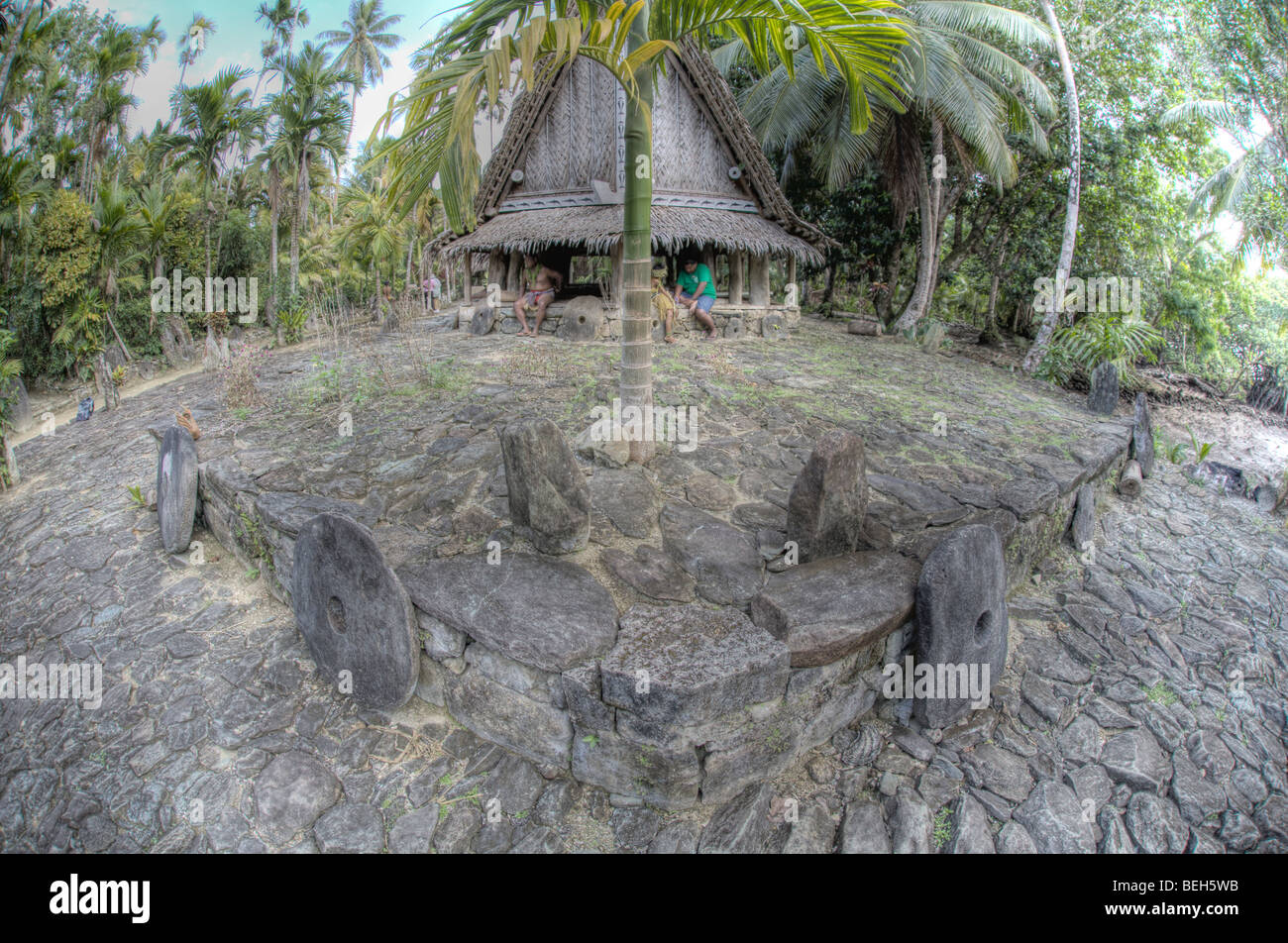 Traditional Yap Mens House, Kedai Village, Micronesia, Yap Stock Photo