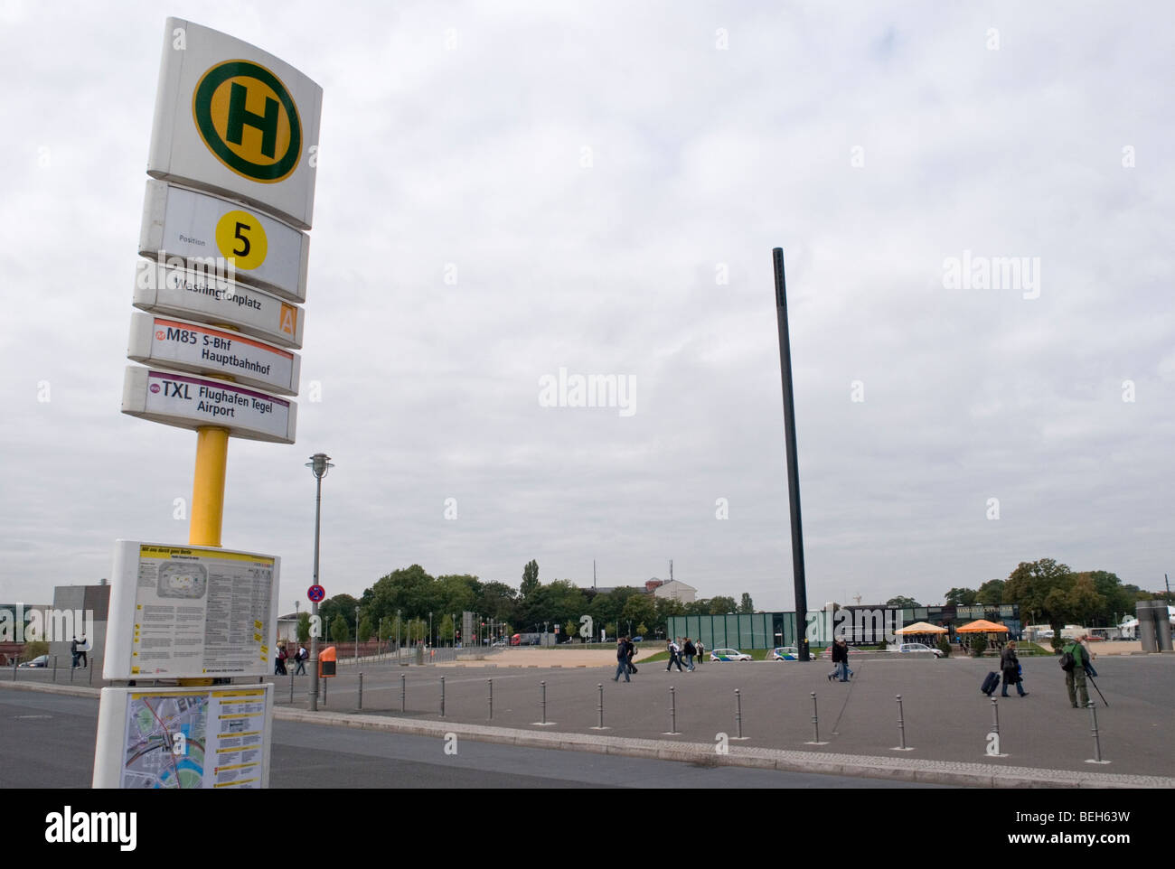 bus stop sign showing bus route number and destination in Washingtonplatz  outside Central Station Hauptbahnhof Berlin Germany Stock Photo - Alamy