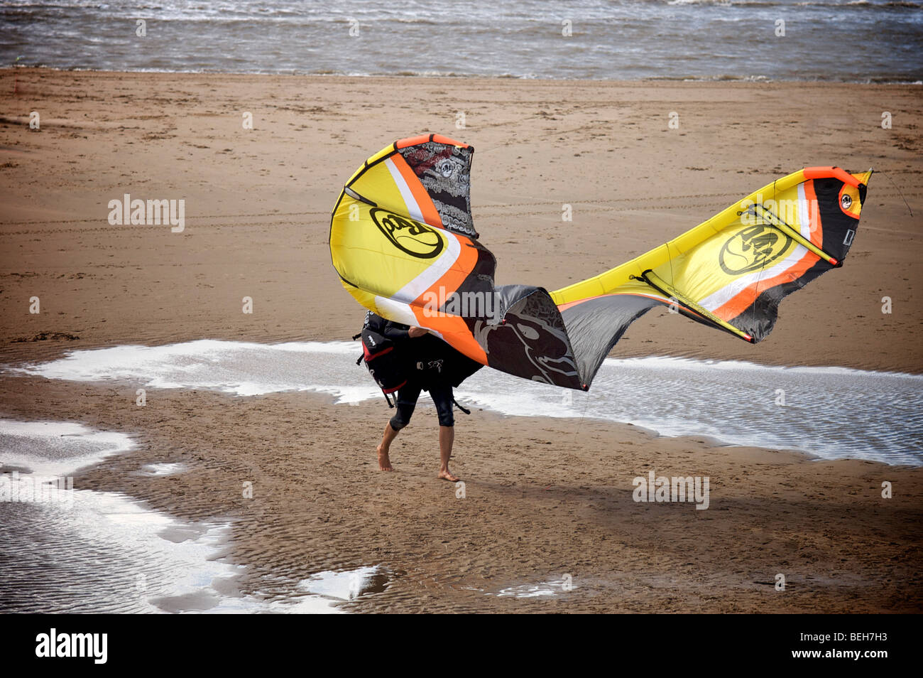 British kite surfing championships held on Blackpool beach Stock Photo