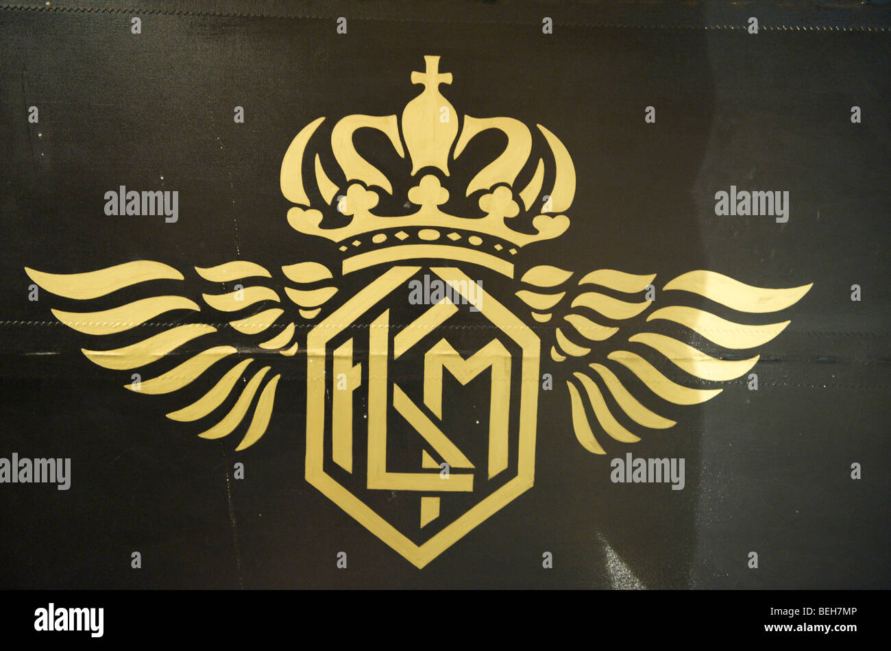 Lelystad, the Aviodrome aviation museum, the first KLM logo Stock Photo