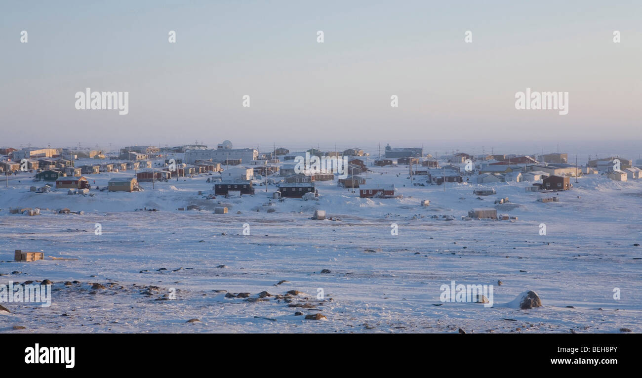 Gojahaven is a town in the far north of canada where 1000 IInuits are living. During wintertimes the average temperatures are ar Stock Photo