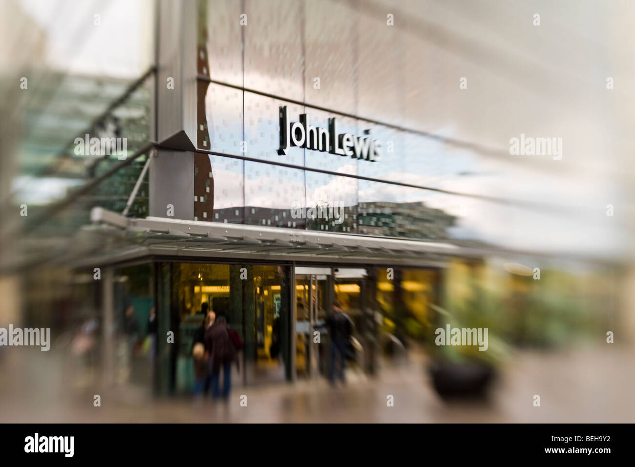 People at entrance of new John Lewis department store in Cardiff, Wales, UK Stock Photo