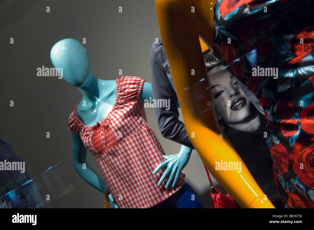 Mannequins in a shop window, The Bull Ring, Birmingham, England, United Kingdom. Stock Photo