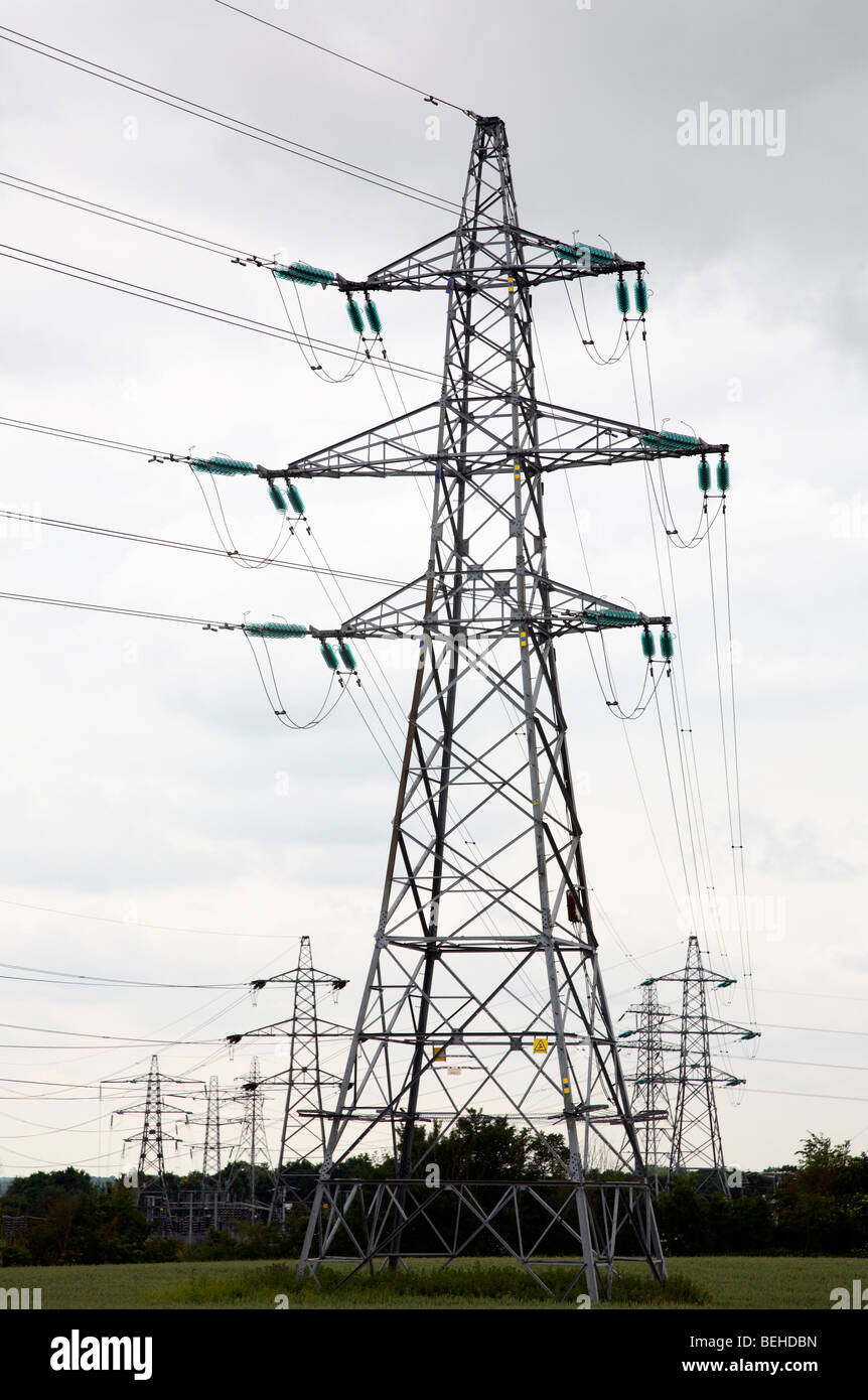Electricity pylons Stock Photo