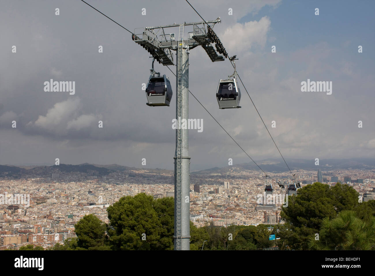 cable car barcelona city centre catalonia spain europe Stock Photo - Alamy