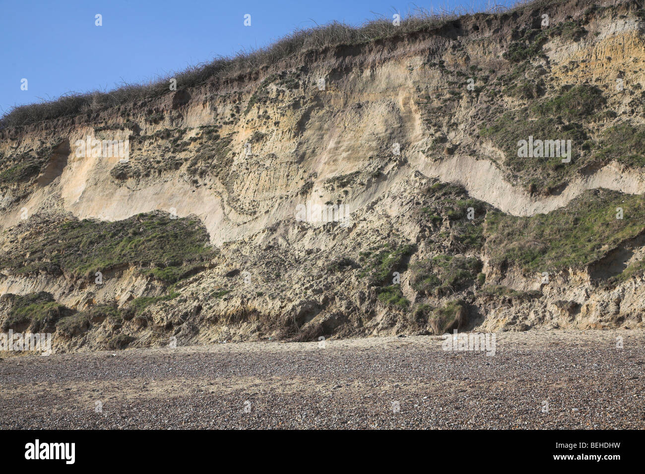 Dunwich beach and cliffs, North Sea coast, Suffolk, East Anglia, England Stock Photo