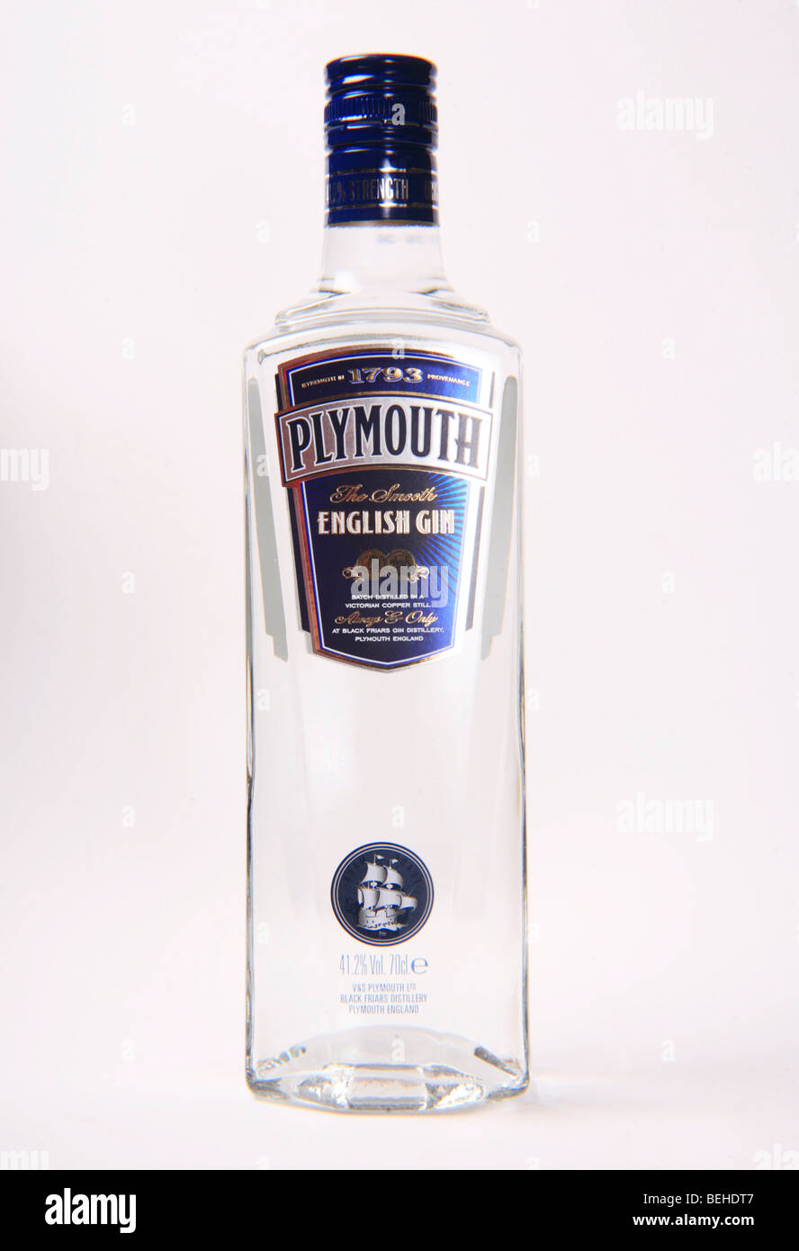 Bottle of Plymouth Gin Stock Photo
