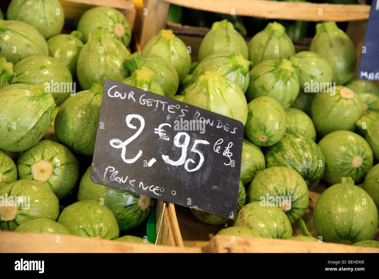 Round Courgettes Le Marche Forville, Cannes Stock Photo