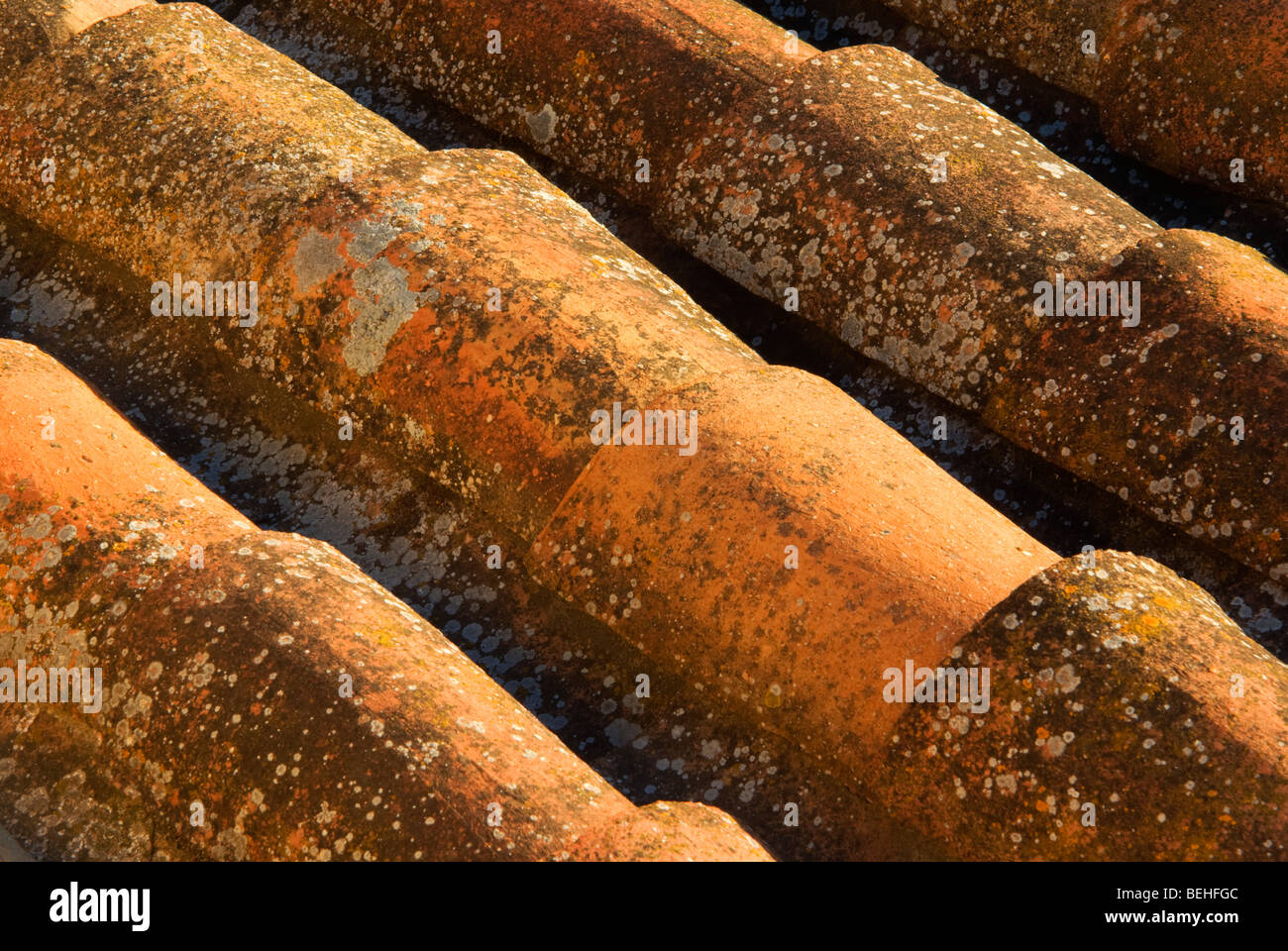 Close up of Spanish Roof Tiles Stock Photo